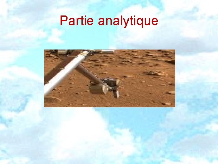 Partie analytique 