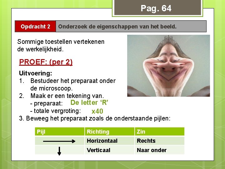 Pag. 64 Opdracht 2 Onderzoek de eigenschappen van het beeld. Sommige toestellen vertekenen de Pag. 64 Opdracht 2 Onderzoek de eigenschappen van het beeld. Sommige toestellen vertekenen de