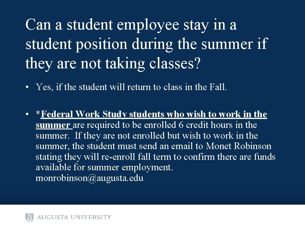 Can a student employee stay in a student position during the summer if they