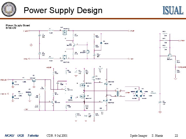 Power Supply Design NCKU UCB Tohoku CDR 9 Jul 2001 Sprite Imager S. Harris