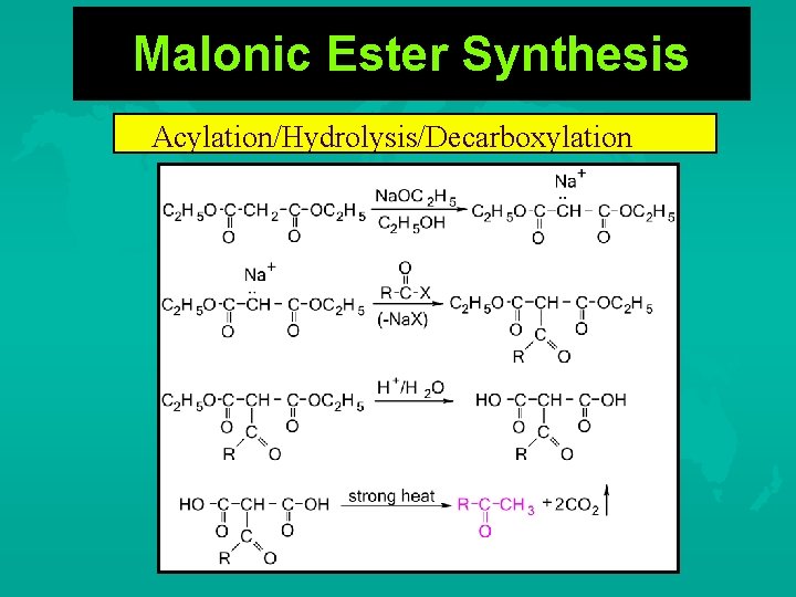 Malonic Ester Synthesis Acylation/Hydrolysis/Decarboxylation 