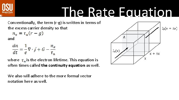 The Rate Equation Conventionally, the term (r-g) is written in terms of the excess The Rate Equation Conventionally, the term (r-g) is written in terms of the excess