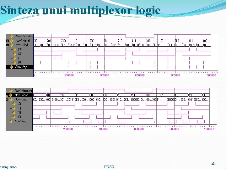 Sinteza unui multiplexor logic 2009 -2010 PDSD 16 