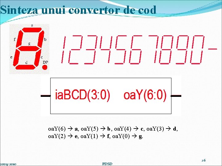 Sinteza unui convertor de cod 2009 -2010 oa. Y(6) a, oa. Y(5) b, oa.