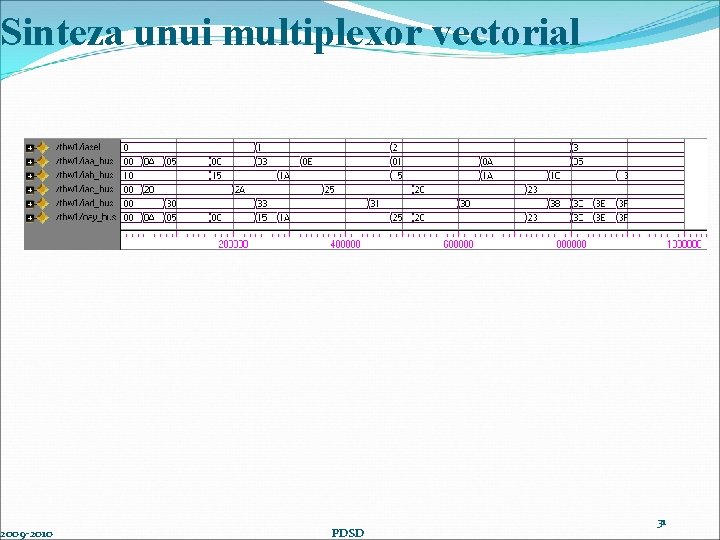 Sinteza unui multiplexor vectorial 2009 -2010 PDSD 31 