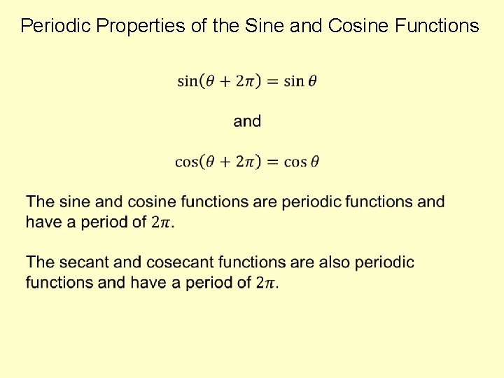 Periodic Properties of the Sine and Cosine Functions 