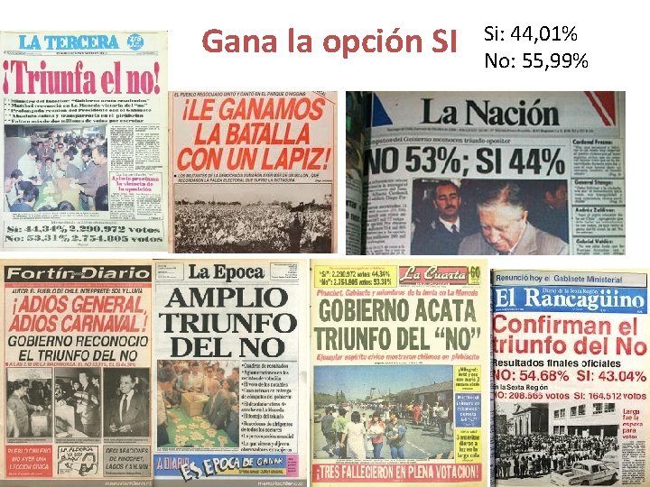 Gana la opción SI Si: 44, 01% No: 55, 99% 