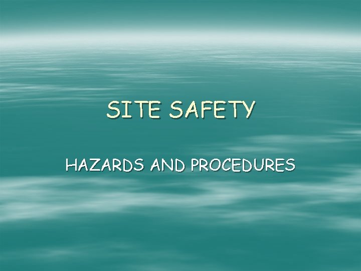 SITE SAFETY HAZARDS AND PROCEDURES 