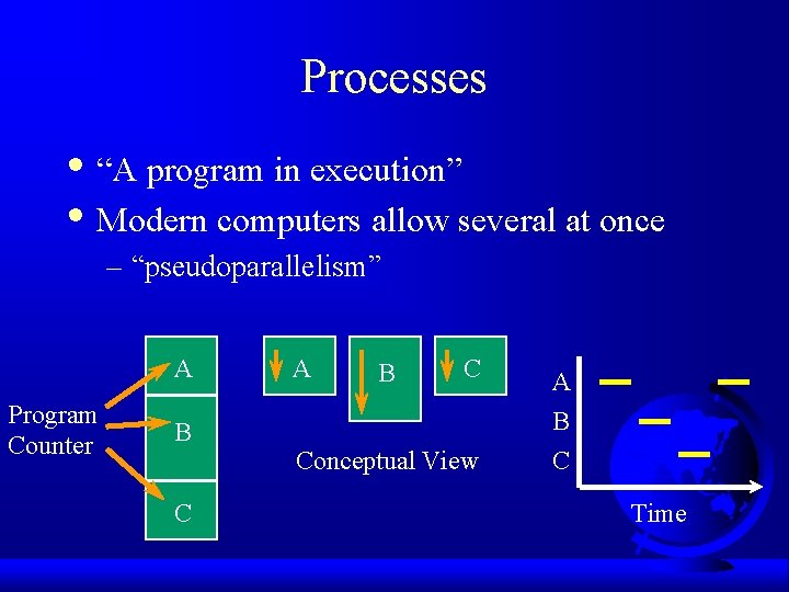 Processes • “A program in execution” • Modern computers allow several at once –