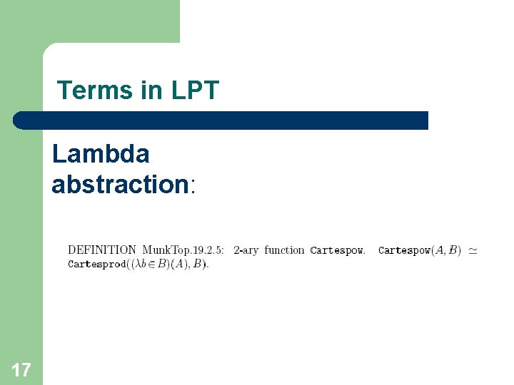 Terms in LPT Lambda abstraction: 17 