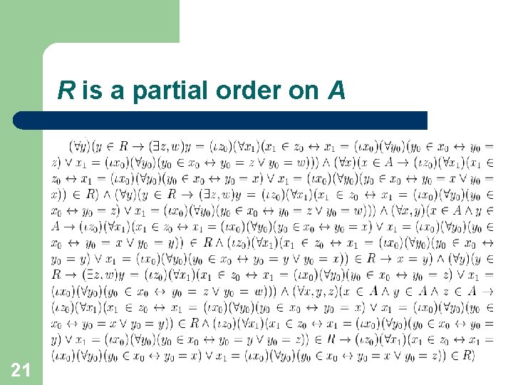 R is a partial order on A 21 