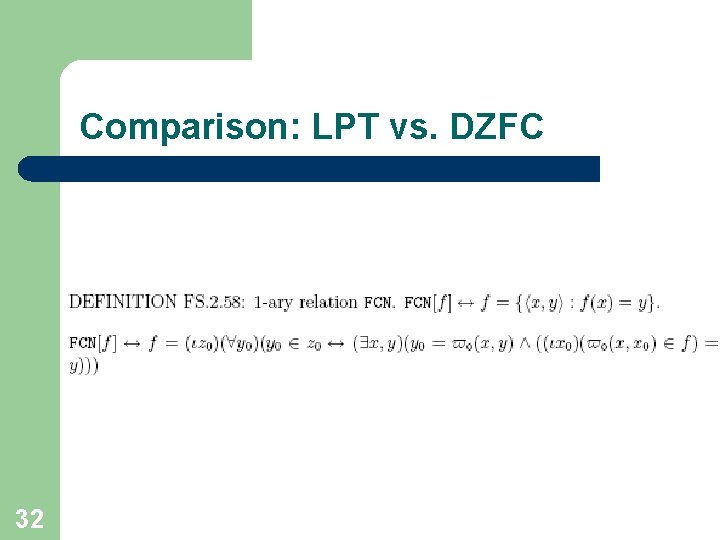 Comparison: LPT vs. DZFC 32 