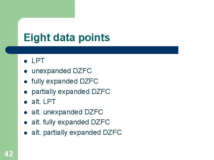 Eight data points l l l l 42 LPT unexpanded DZFC fully expanded DZFC