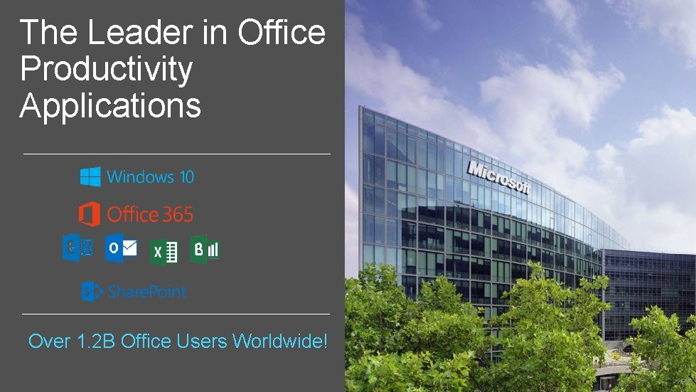 The Leader in Office Productivity Applications Over 1. 2 B Office Users Worldwide! 