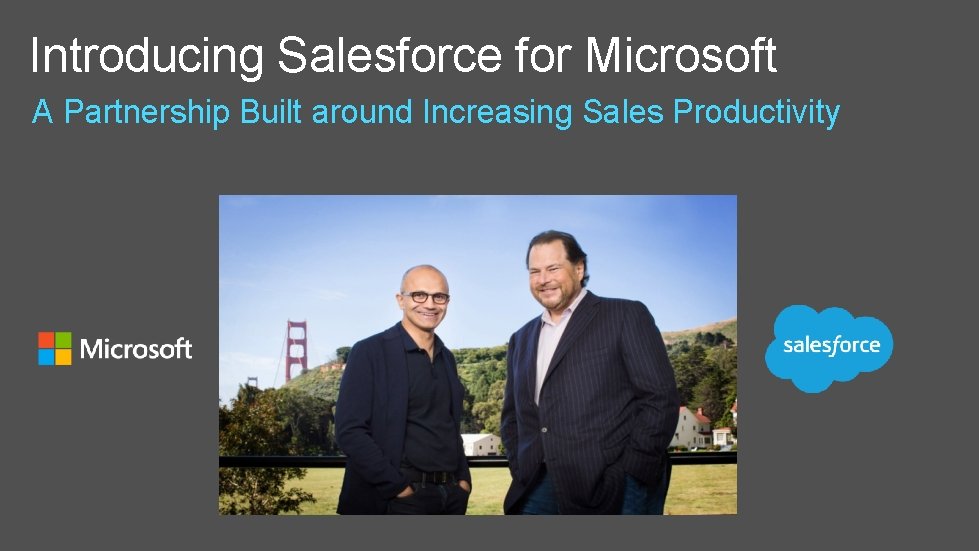 Introducing Salesforce for Microsoft A Partnership Built around Increasing Sales Productivity 