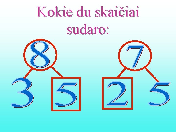 Kokie du skaičiai sudaro: 