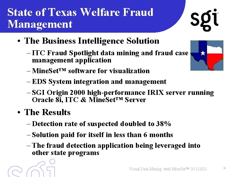 State of Texas Welfare Fraud Management TM • The Business Intelligence Solution – ITC