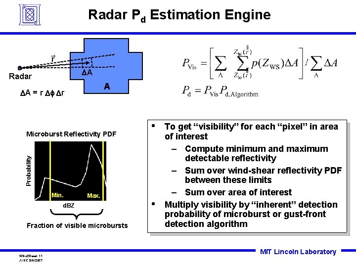 Radar Pd Estimation Engine → r DA Radar A DA = r Df Dr Radar Pd Estimation Engine → r DA Radar A DA = r Df Dr