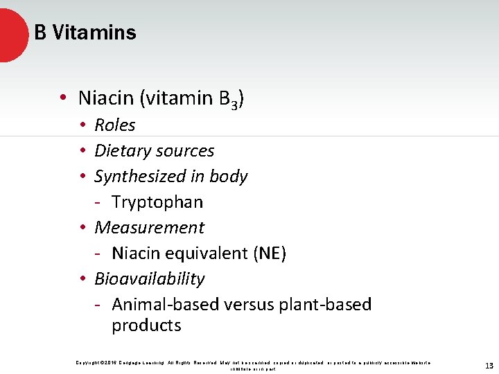 B Vitamins • Niacin (vitamin B 3) • Roles • Dietary sources • Synthesized