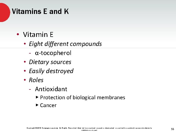 Vitamins E and K • Vitamin E • Eight different compounds - α-tocopherol •