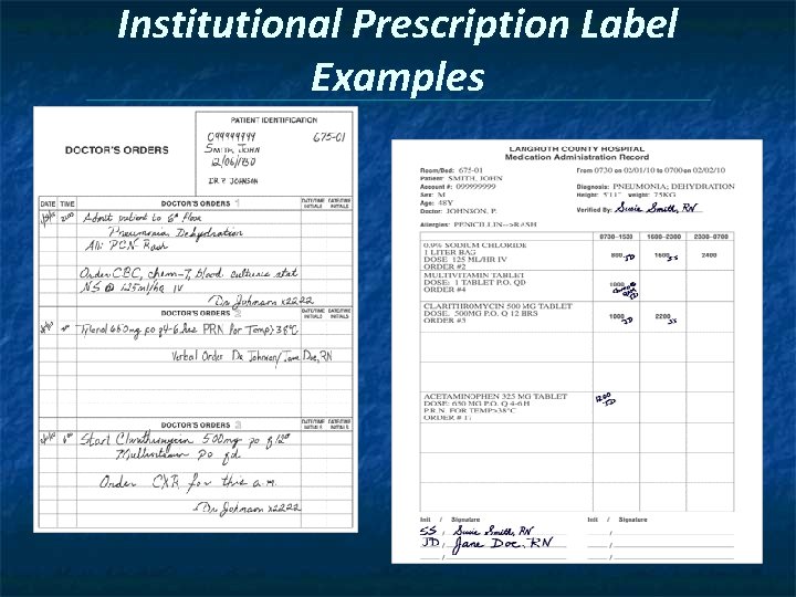 Institutional Prescription Label Examples 