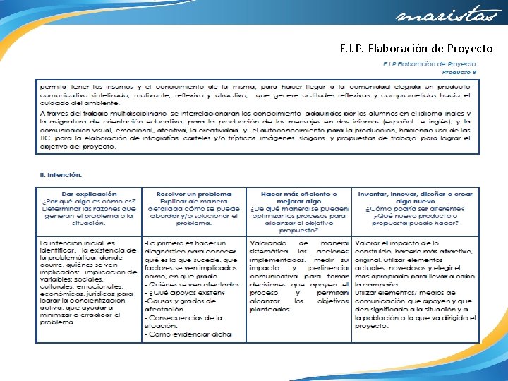 E. I. P. Elaboración de Proyecto 