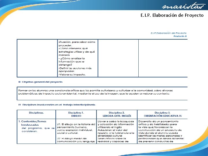 E. I. P. Elaboración de Proyecto 