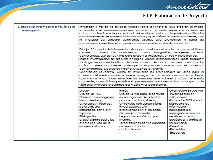 E. I. P. Elaboración de Proyecto 