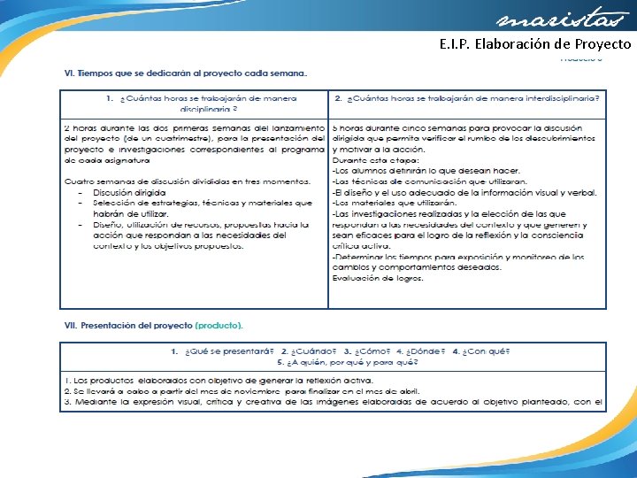 E. I. P. Elaboración de Proyecto 