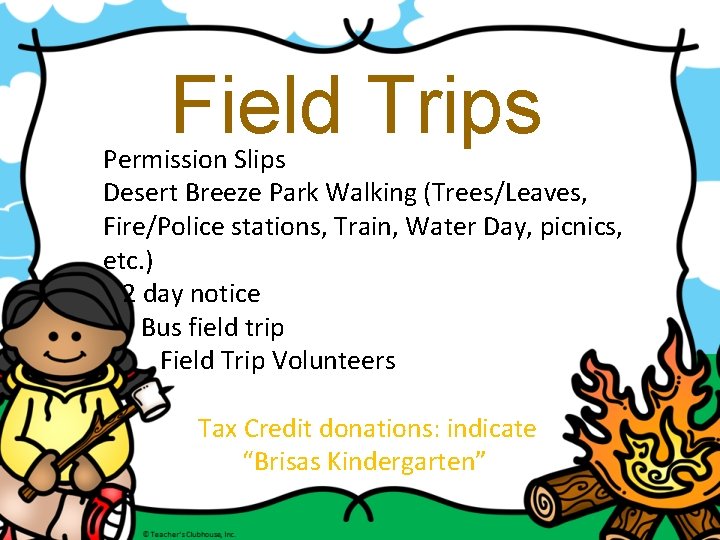 Field Trips Permission Slips Desert Breeze Park Walking (Trees/Leaves, Fire/Police stations, Train, Water Day,