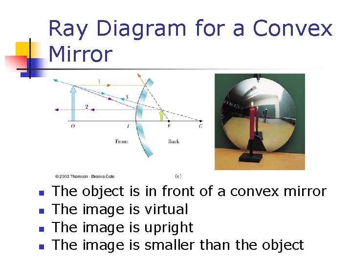 Ray Diagram for a Convex Mirror n n The The object image is is