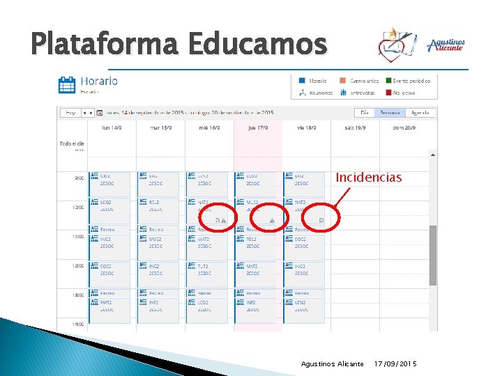 Plataforma Educamos Incidencias Agustinos Alicante 17/09/2015 
