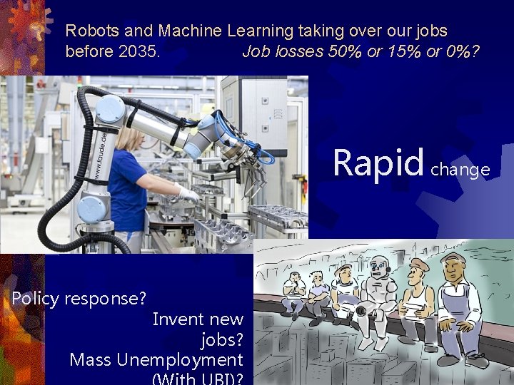 Robots and Machine Learning taking over our jobs before 2035. Job losses 50% or