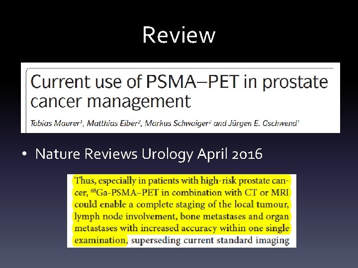 Review • Nature Reviews Urology April 2016 