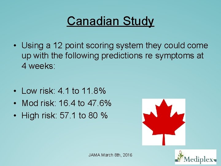 Canadian Study • Using a 12 point scoring system they could come up with Canadian Study • Using a 12 point scoring system they could come up with