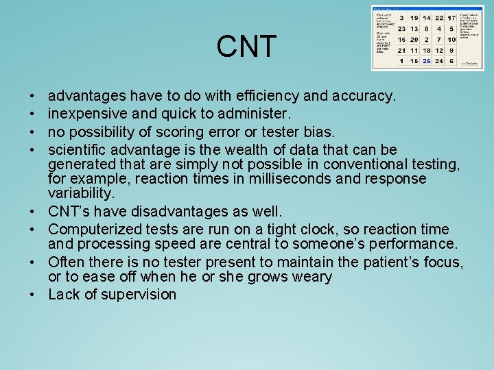 CNT • • advantages have to do with efficiency and accuracy. inexpensive and quick CNT • • advantages have to do with efficiency and accuracy. inexpensive and quick