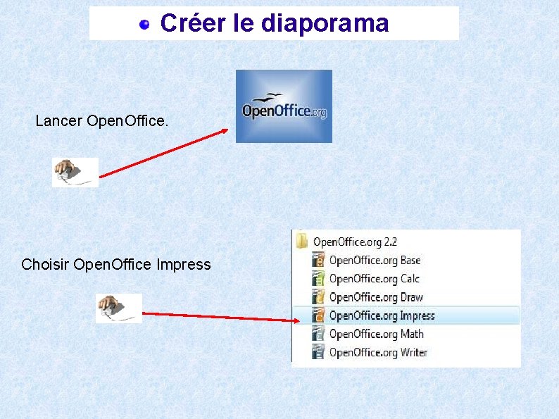 Créer le diaporama Lancer Open. Office. Choisir Open. Office Impress 