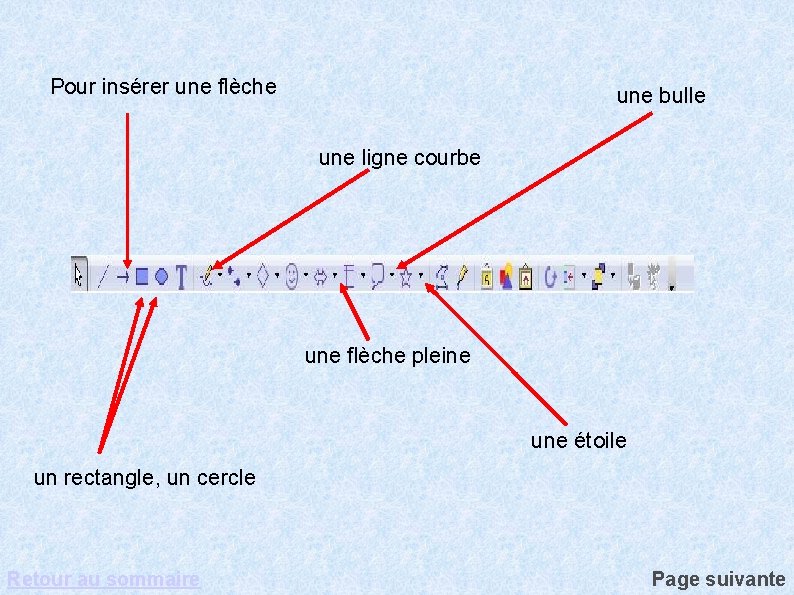 Pour insérer une flèche une bulle une ligne courbe une flèche pleine une étoile