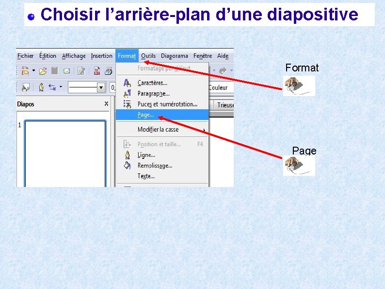 Choisir l’arrière-plan d’une diapositive Format Page 