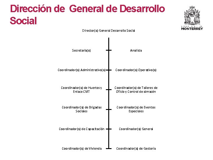 Dirección de General de Desarrollo Social Director(a) General Desarrollo Social Secretaria(o) Analista Coordinador(a) Administrativo(a)