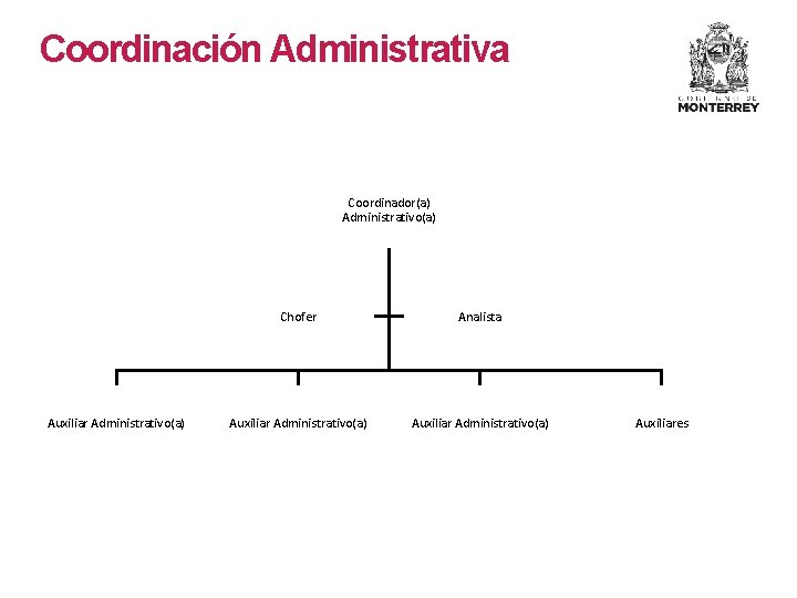 Coordinación Administrativa Coordinador(a) Administrativo(a) Auxiliar Administrativo(a) Chofer Analista Auxiliar Administrativo(a) Auxiliares 