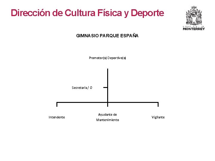 Dirección de Cultura Física y Deporte GIMNASIO PARQUE ESPAÑA Promotor(a) Deportivo(a) Secretaria / O