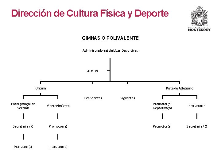 Dirección de Cultura Física y Deporte GIMNASIO POLIVALENTE Administrador(a) de Ligas Deportivas Auxiliar Oficina