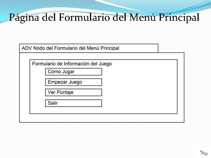 Página del Formulario del Menú Principal 