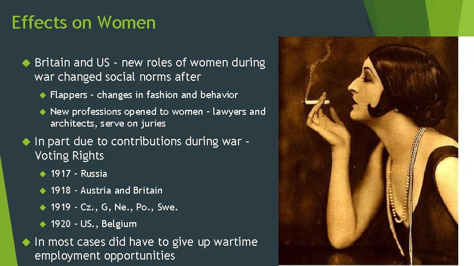 Effects on Women Britain and US – new roles of women during war changed