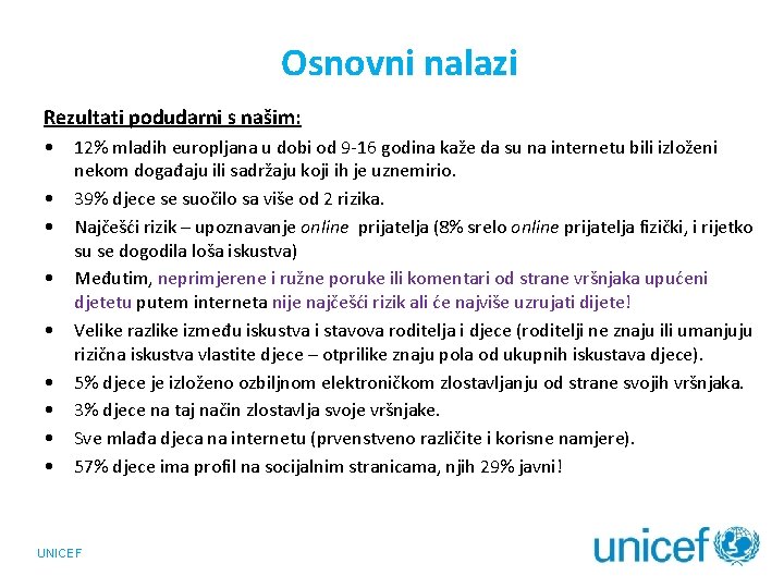 Osnovni nalazi Rezultati podudarni s našim: • • • 12% mladih europljana u dobi