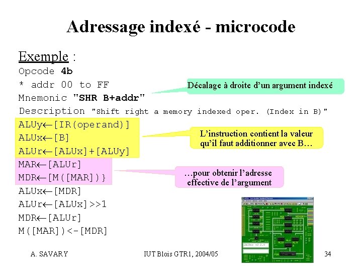 Adressage indexé - microcode Exemple : Opcode 4 b * addr 00 to FF
