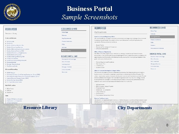 Business Portal Sample Screenshots Resource Library City Departments 8 