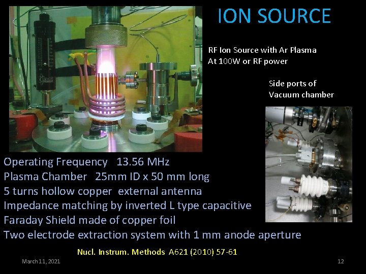 ION SOURCE RF Ion Source with Ar Plasma At 100 W or RF power