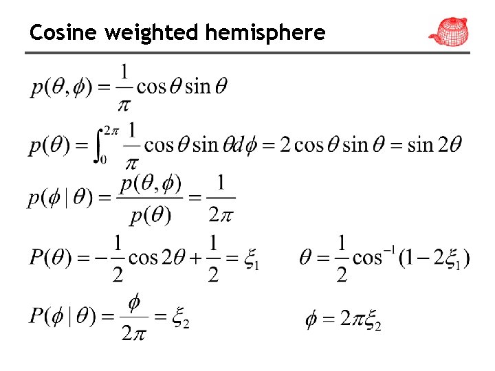 Cosine weighted hemisphere 